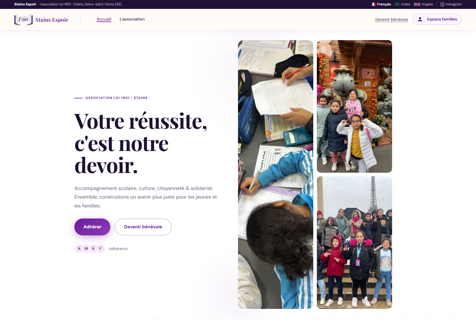 stains-espoir.fr homepage